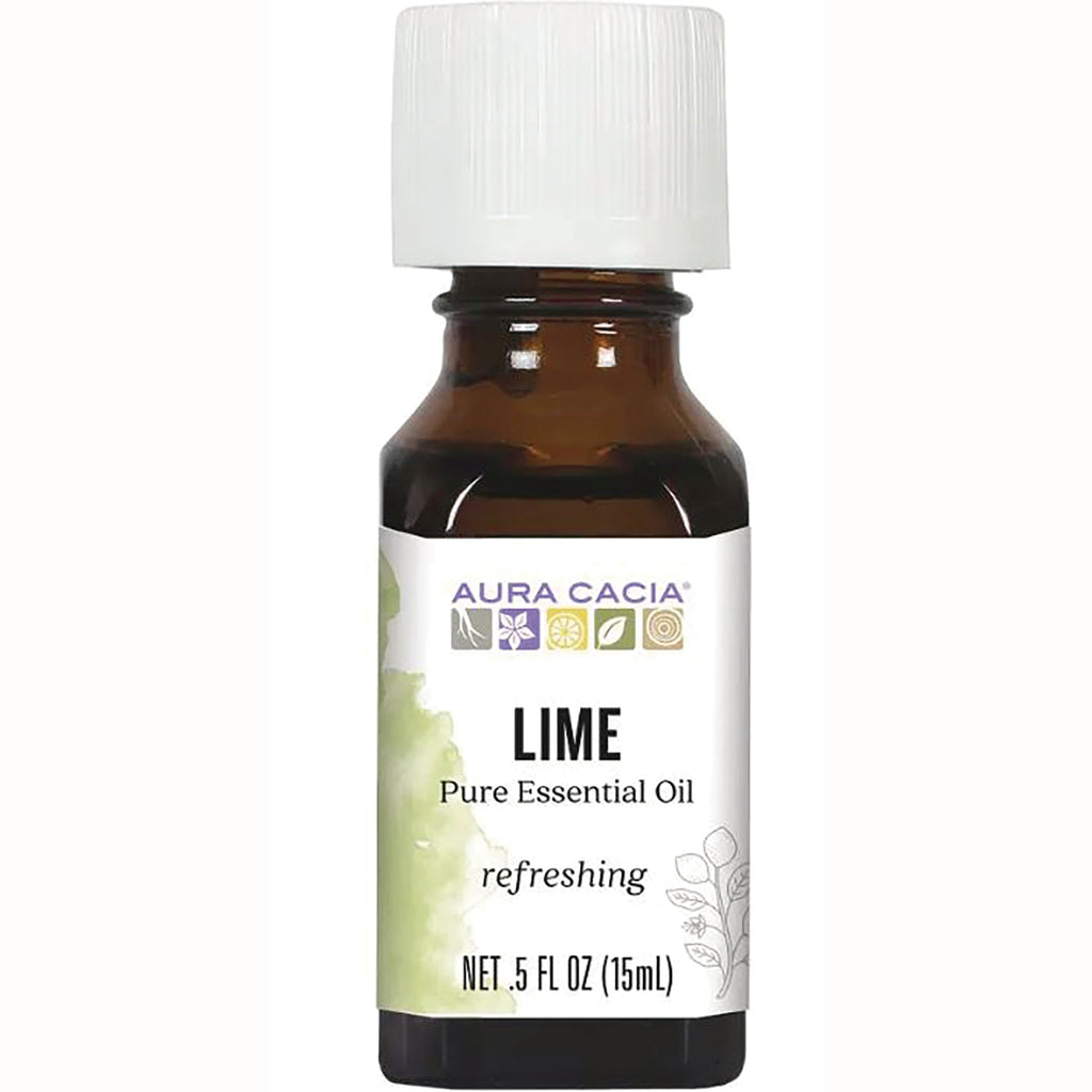 ARC037 | Aura Cacia Lime pure essential oil 0.5 fl oz brown glass bottle with white cap - Thumbnail