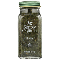 SMP066 | Glass jar of Simply Organic dill weed with green lid, front label visible