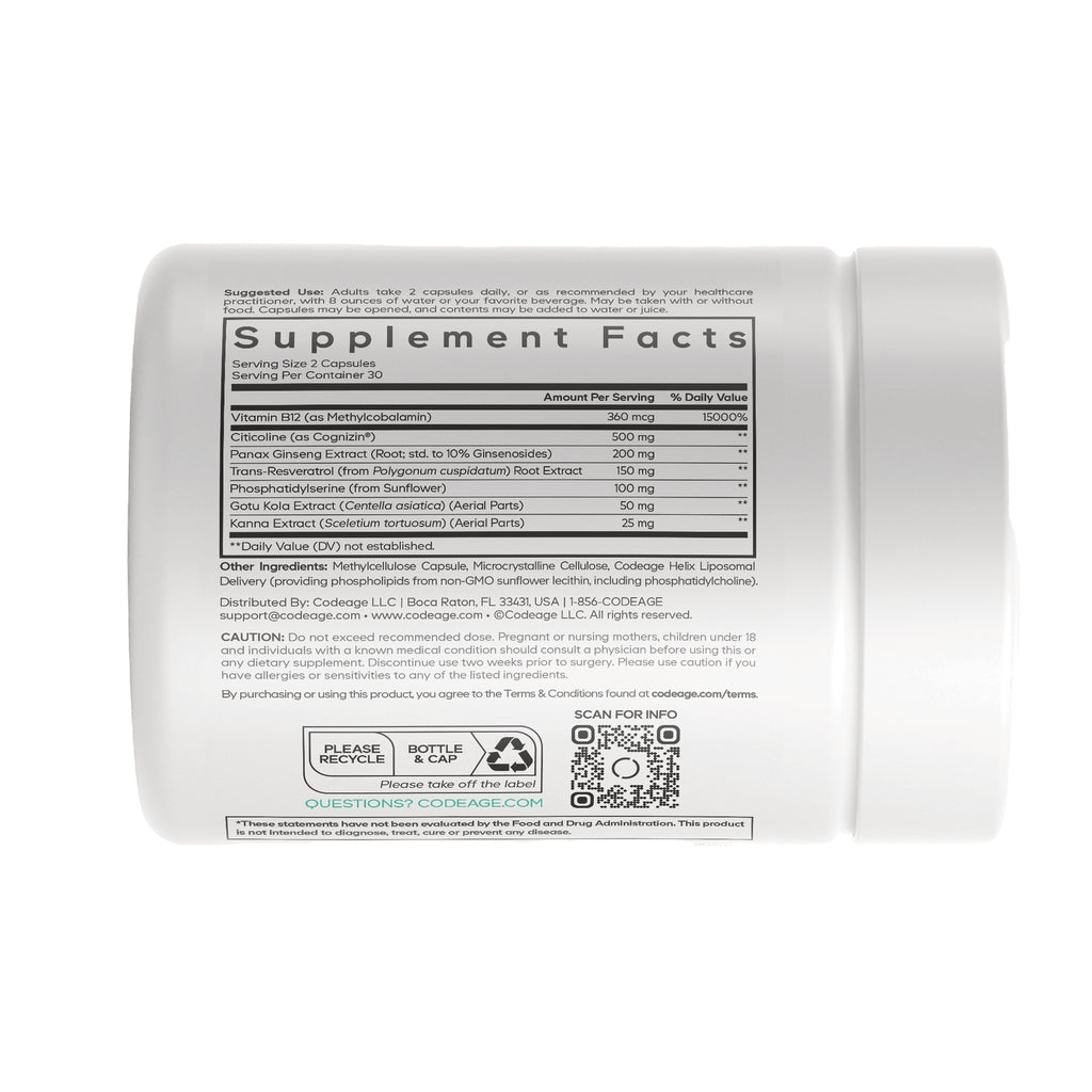 CDG032 | Back label showing Supplement Facts table, ingredient list, cautions and QR code - Thumbnail