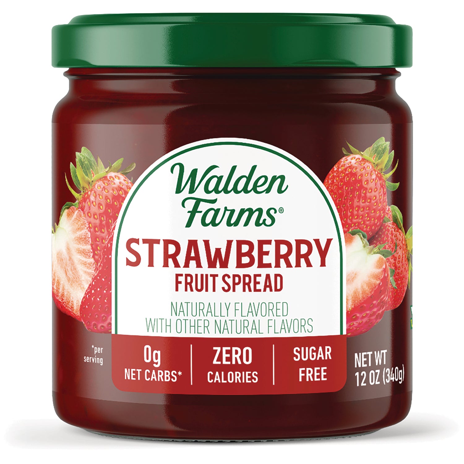 WAL021 | Walden Farms Strawberry Fruit Spread jar, 0g net carbs, zero calories, sugar free, 12 oz