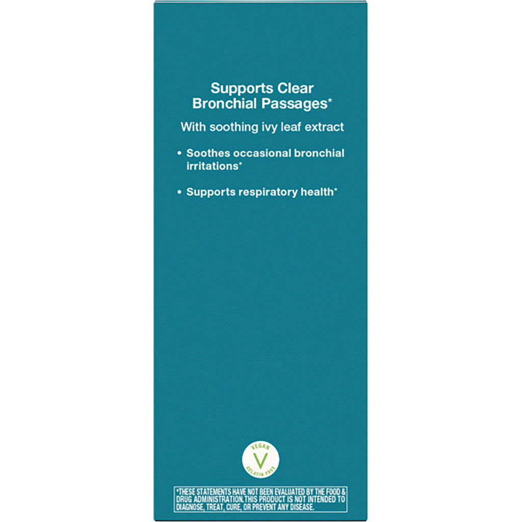 ET399 | teal product panel reading Supports Clear Bronchial Passages, mentions soothing ivy leaf extract, bullet benefits, and vegan seal - Thumbnail