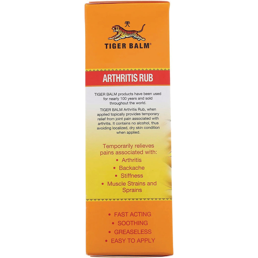 PPC005 | Tiger Balm Arthritis Rub box panel listing uses for arthritis, backache and stiffness and benefits fast acting, greaseless - Thumbnail
