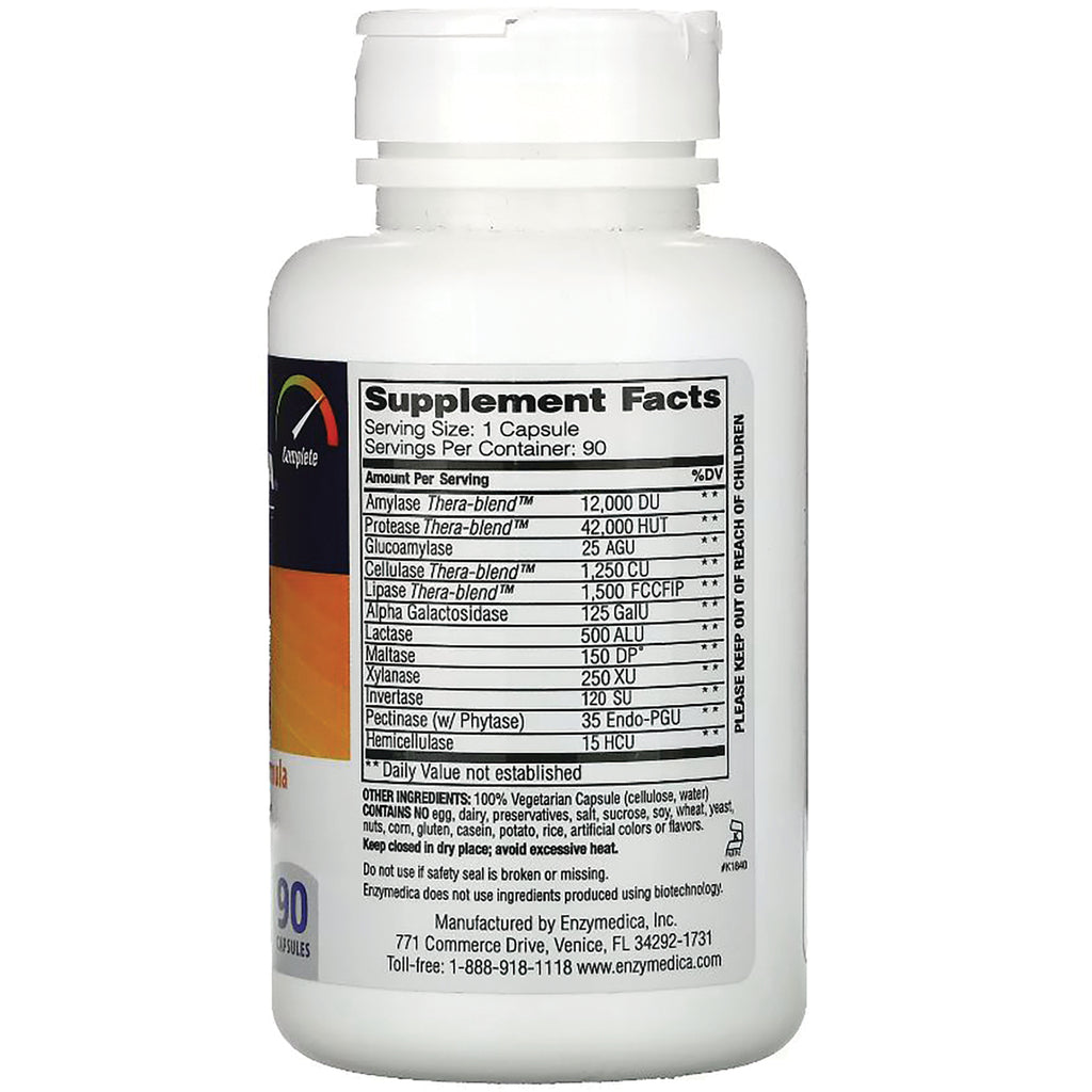 EMD006 | Supplement Facts panel on back of white bottle listing enzymes and serving size 1 capsule - Thumbnail