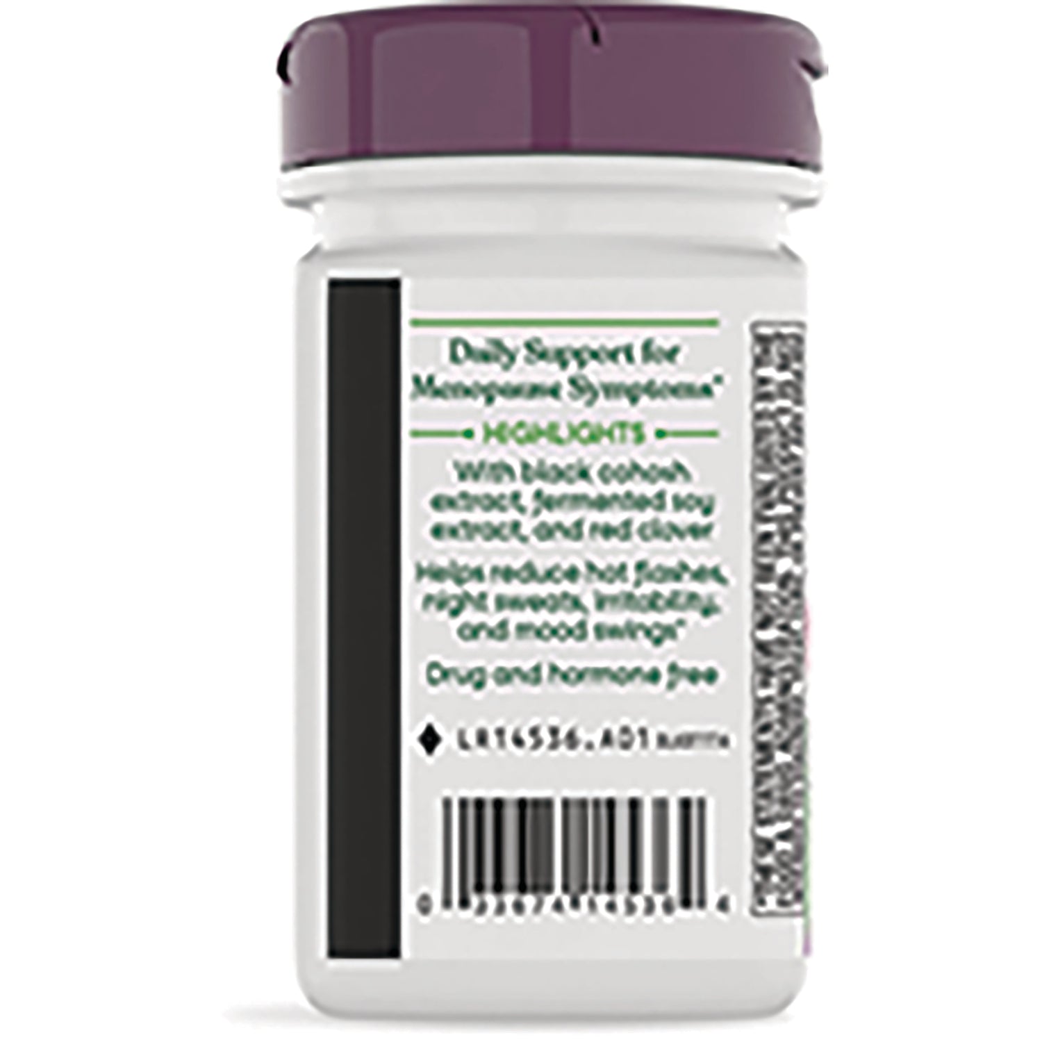 NW728 | back label of white supplement bottle showing ingredient panel, barcode, and QR code