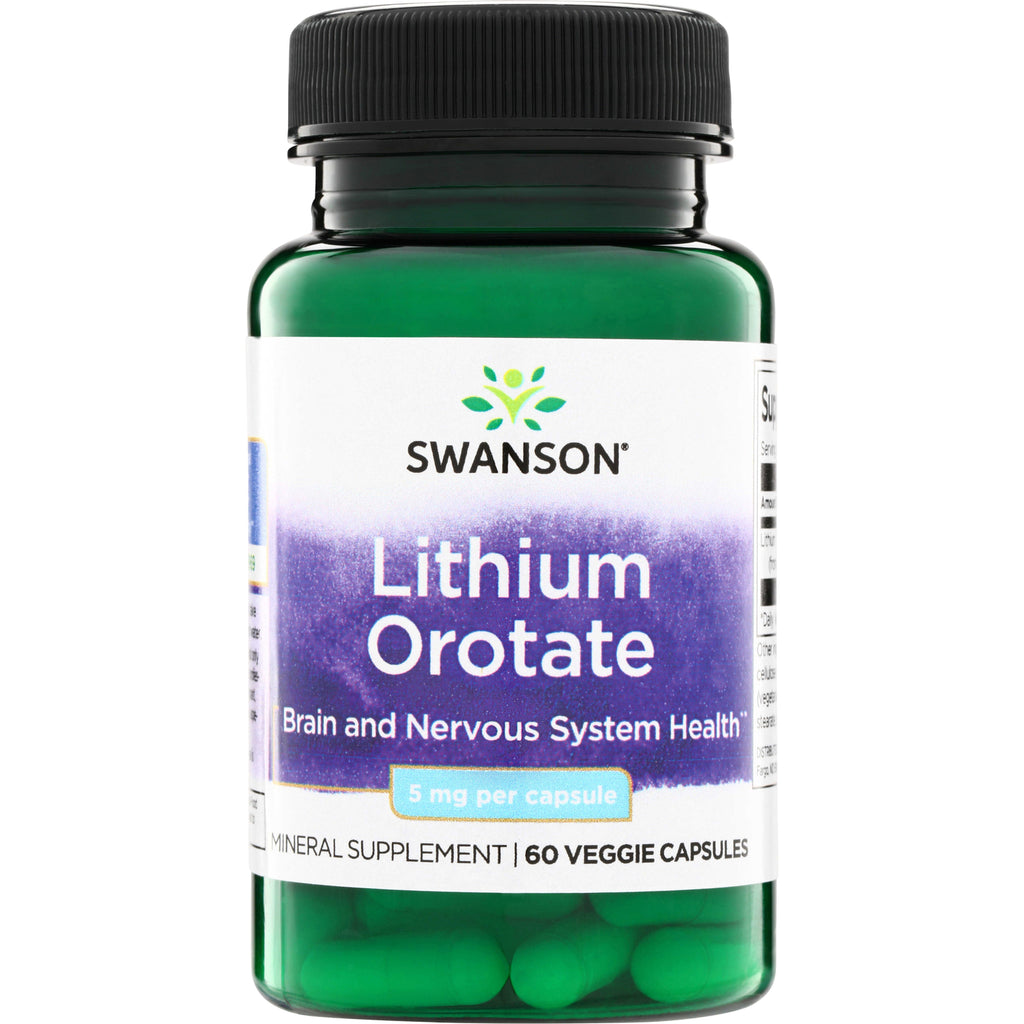 SWU913 | Swanson Lithium Orotate, Brain and Nervous System Health, 5 mg per capsule, 60 veggie capsules - Thumbnail