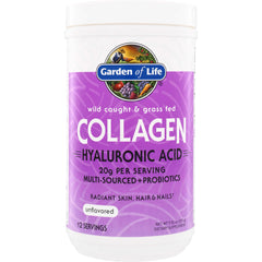GLF350 | Garden of Life Collagen + Hyaluronic Acid, unflavored, 20g per serving, multi-sourced + probiotics