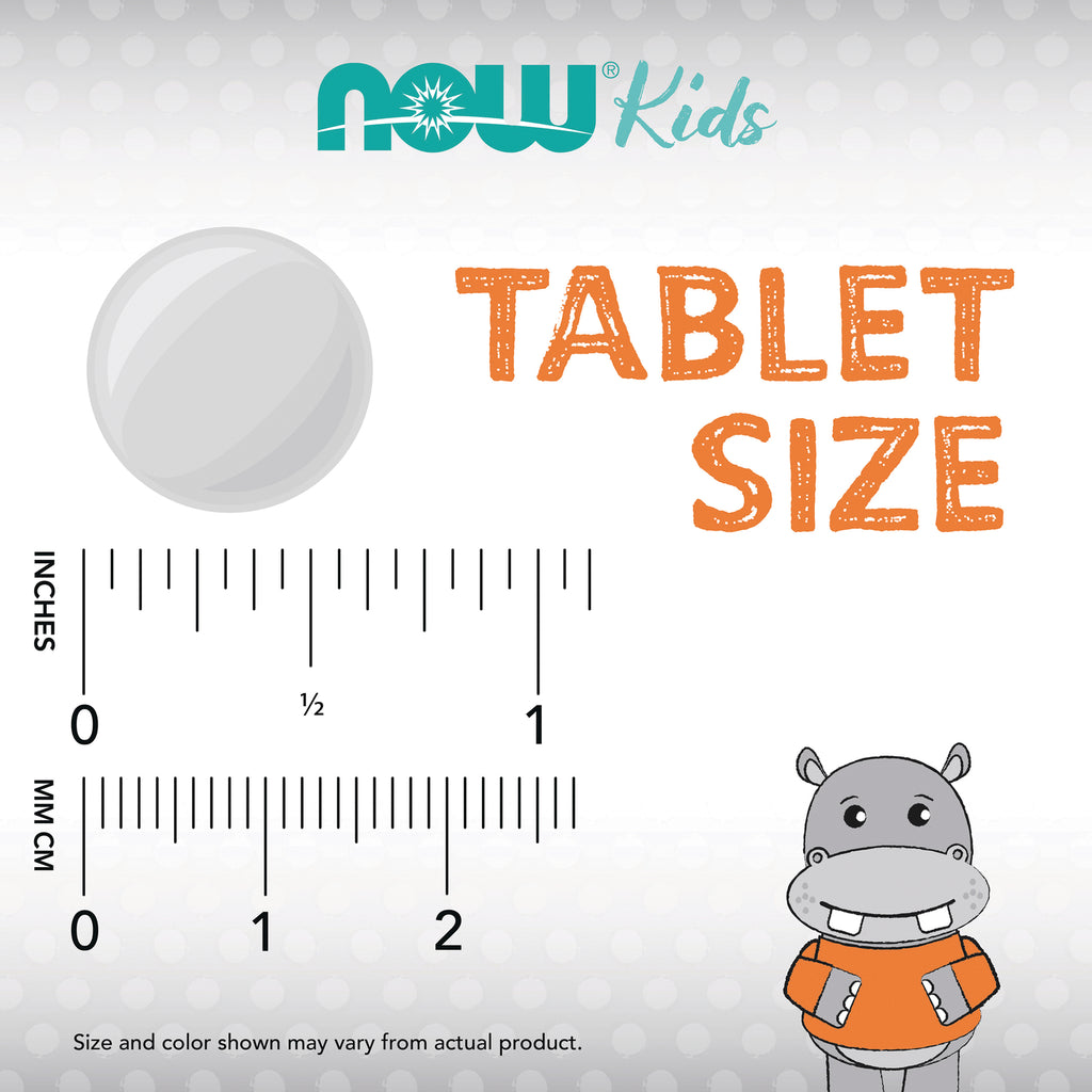 NWF890 | Tablet size guide labeled TABLET SIZE with inch and cm rulers and a cartoon hippo - Thumbnail