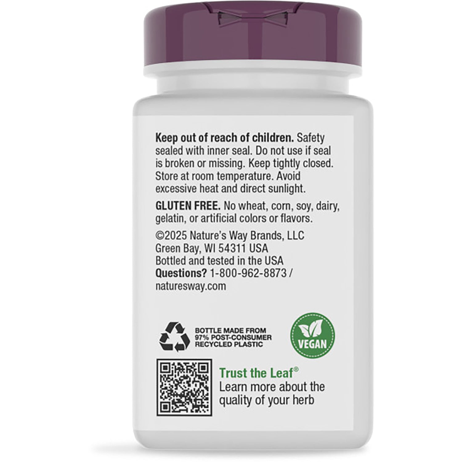 NW785 | Back label of brown supplement bottle showing Supports Blood Sugar Metabolism text, warnings and barcode