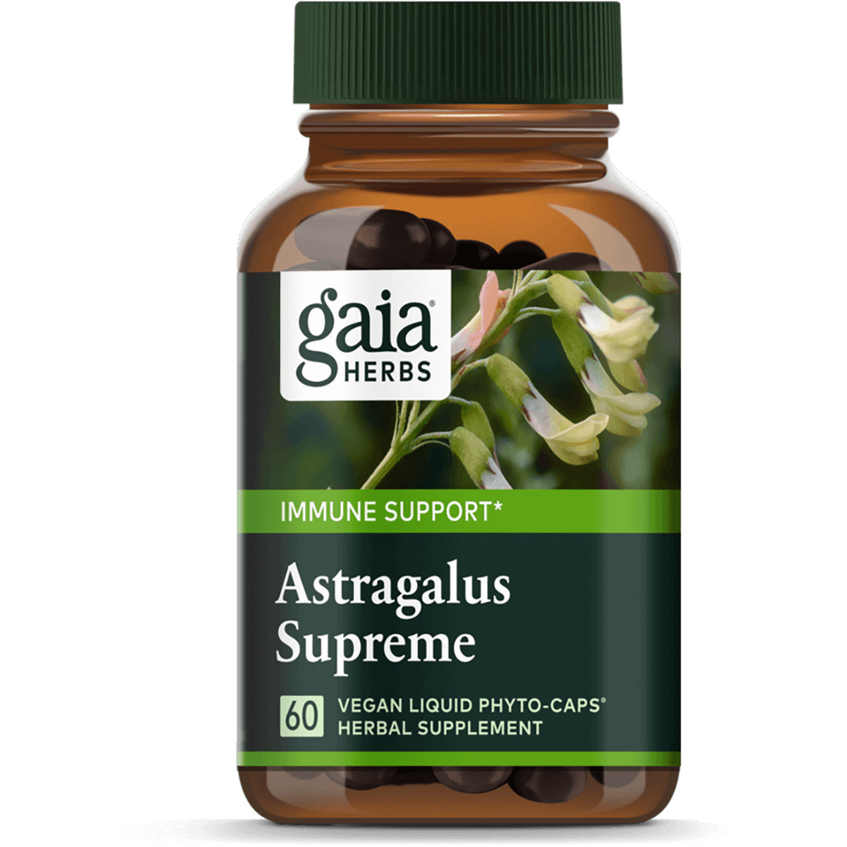GH136 | Gaia Herbs Astragalus Supreme bottle labeled Immune Support 60 vegan liquid phyto-caps herbal supplement