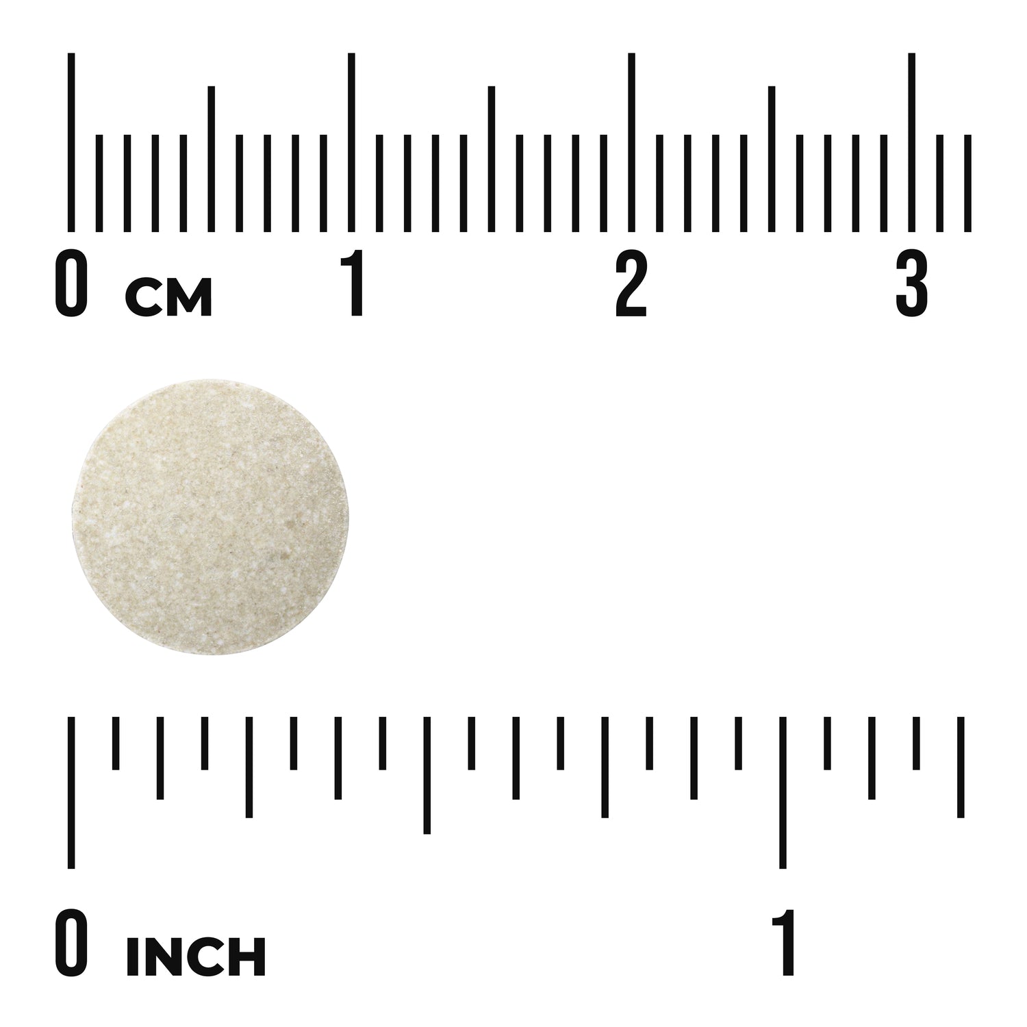 SW1745 | SW1745 | Round beige tablet with cm and inch rulers for size reference