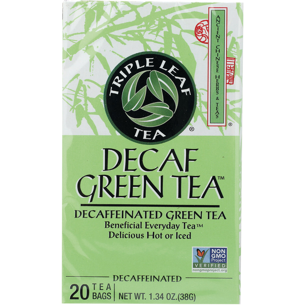 TLT001 | Triple Leaf Tea Decaf Green Tea box, 20 tea bags, 1.34 oz, Non-GMO Project Verified - Thumbnail