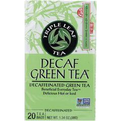 TLT001 | Triple Leaf Tea Decaf Green Tea box, 20 tea bags, 1.34 oz, Non-GMO Project Verified