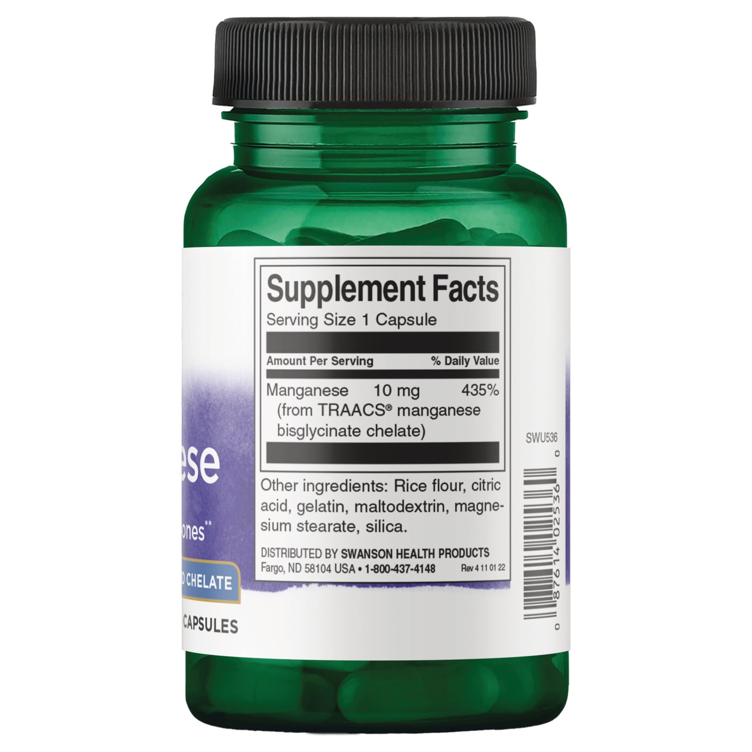 SWU536 | Back label with Supplement Facts