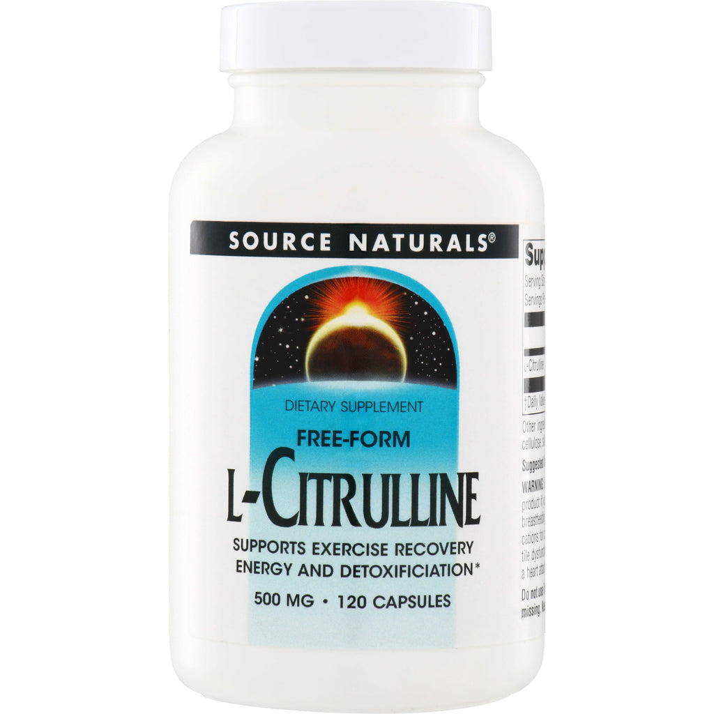 SN298 | Source Naturals Free-Form L-Citrulline dietary supplement, 500 mg, 120 capsules - Thumbnail