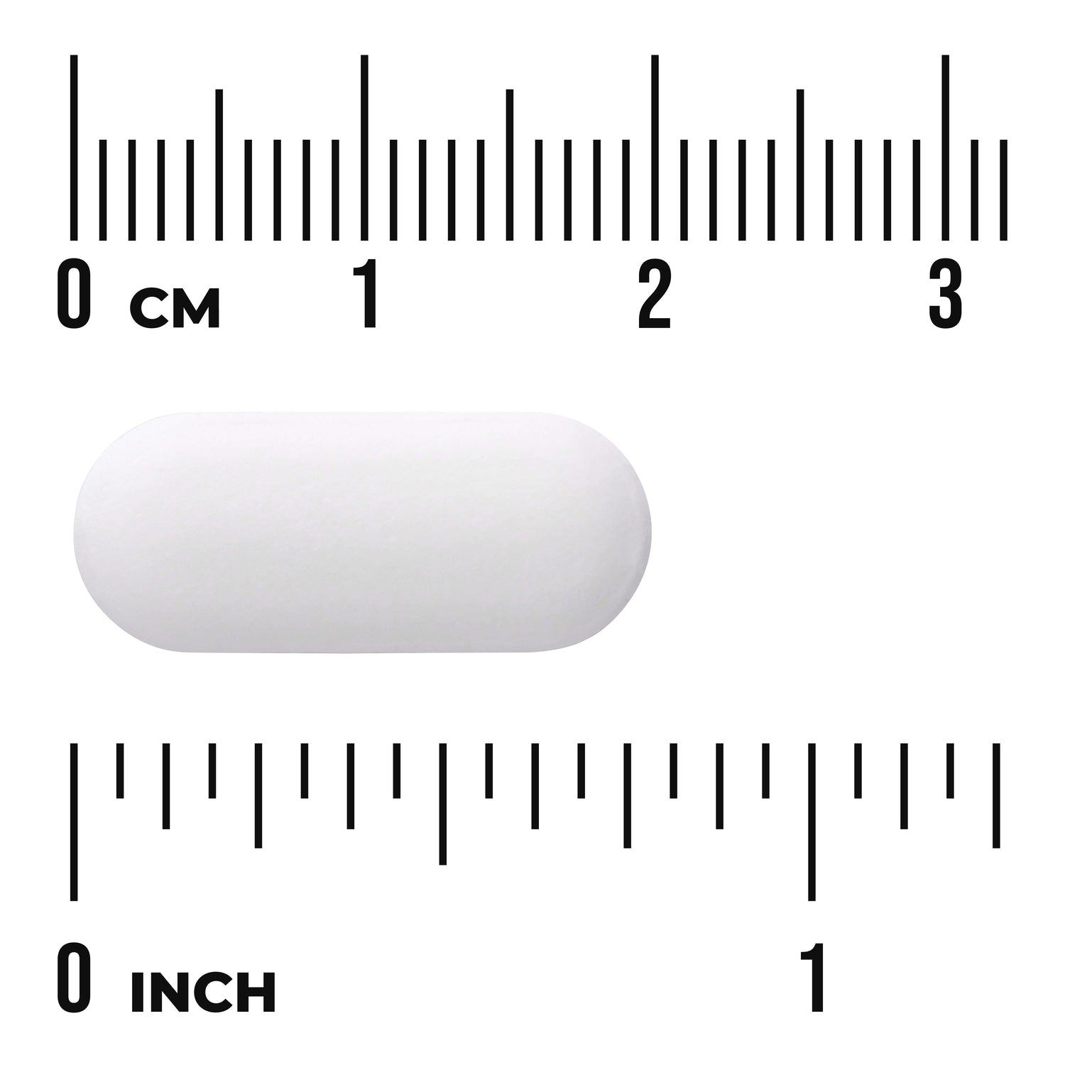 SWU1082 | White oblong tablet shown with centimeter and inch rulers for size reference