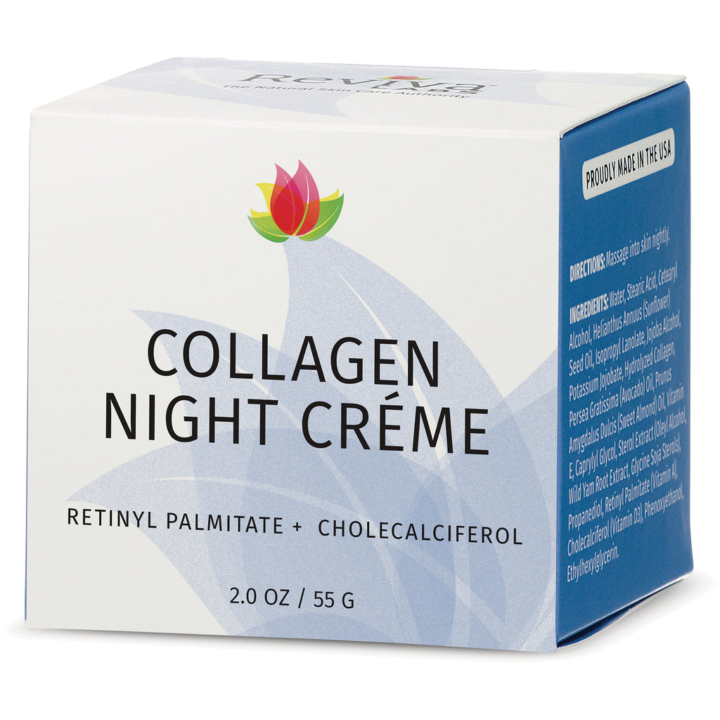 RV029 | Collagen Night Crme box front showing product name, Retinyl Palmitate + Cholecalciferol and 2.0 OZ / 55 G - Thumbnail