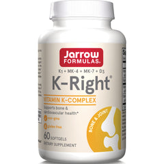 JR343 | Jarrow Formulas K-Right vitamin K-complex bottle front label showing 60 softgels