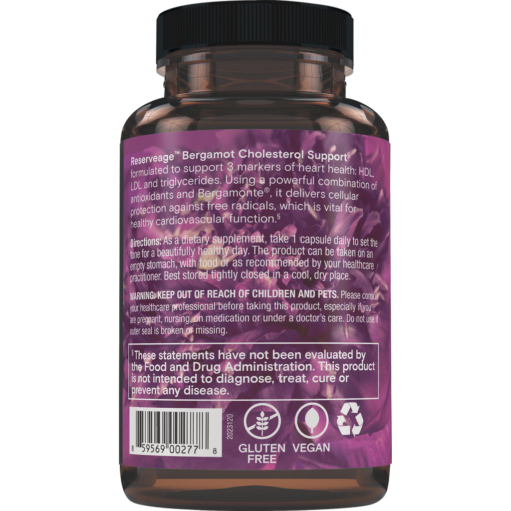 RSA023 | Back label of supplement bottle with directions, warnings, barcode, gluten free and vegan icons - Thumbnail