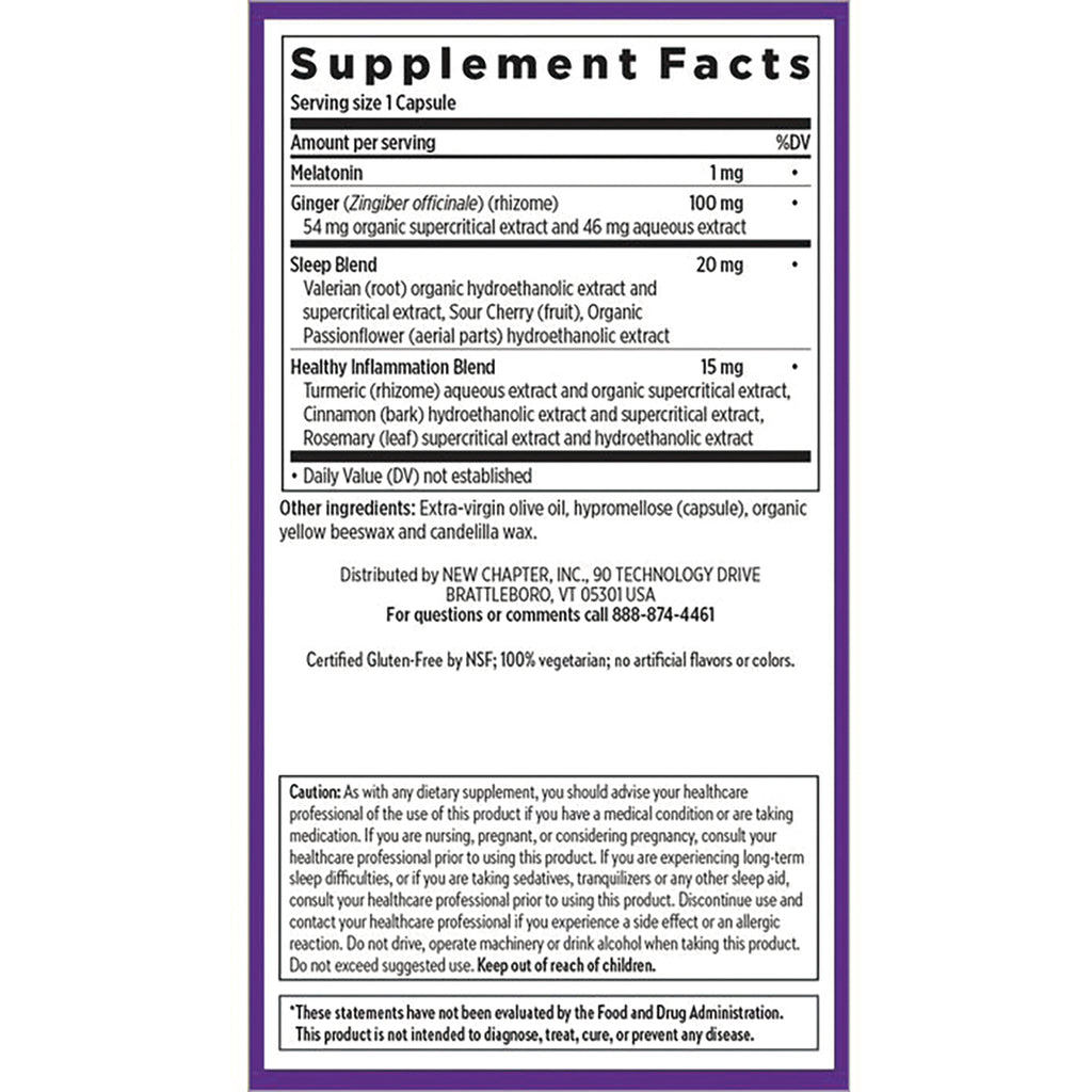 NWC359 | Supplement Facts back label for sleep supplement showing ingredients, serving size, warnings, and distributor info - Thumbnail