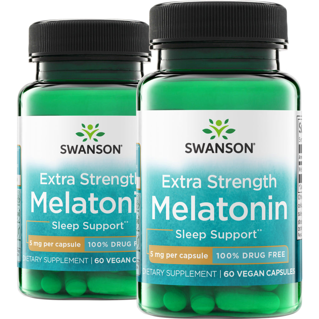 SW1996 | Swanson Extra Strength Melatonin Sleep Support, 5 mg, 60 capsules - Thumbnail