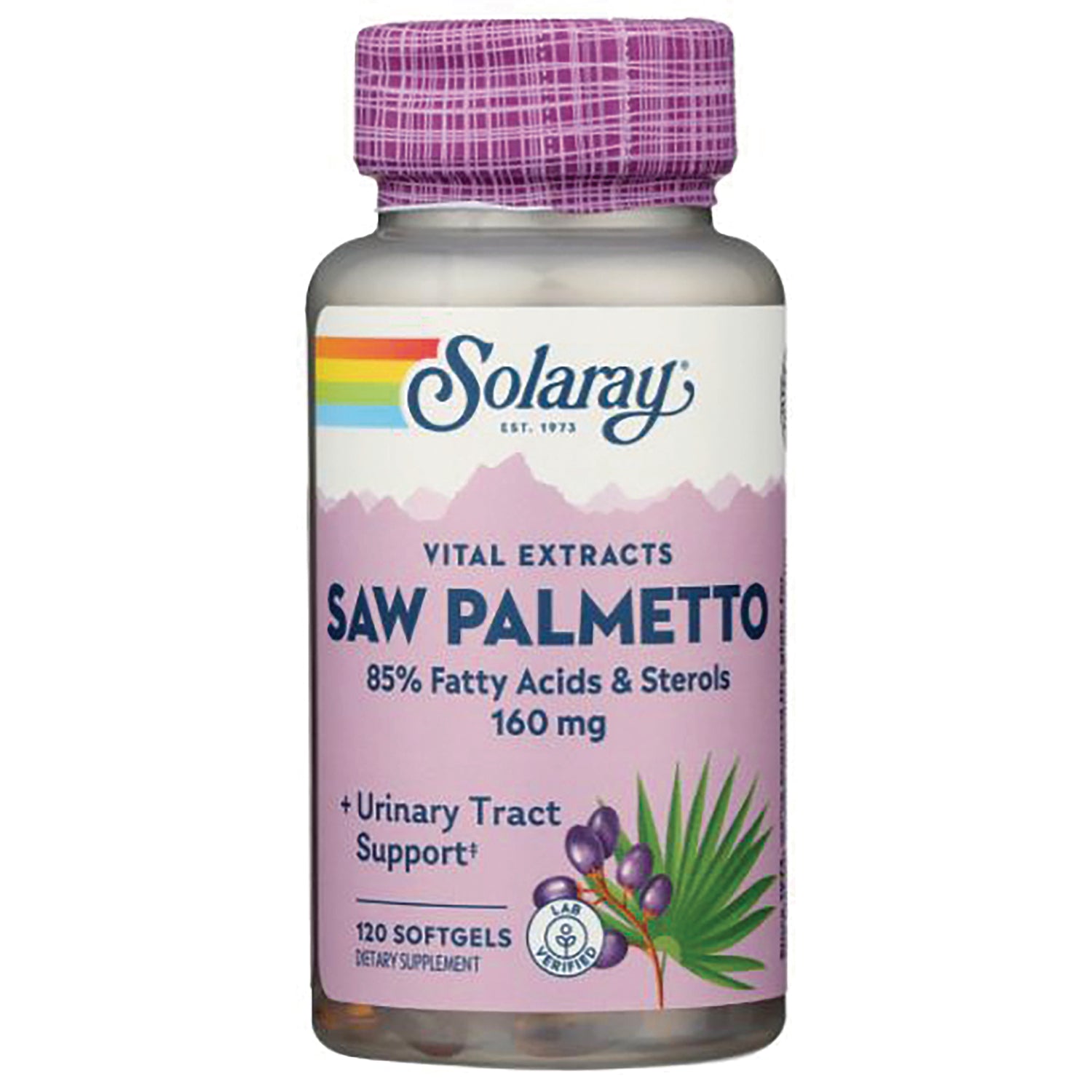 SLR402 | Solaray Vital Extracts Saw Palmetto 160 mg, 120 softgels, 85% fatty acids & sterols