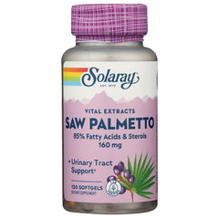 SLR402 | Solaray Vital Extracts Saw Palmetto 160 mg, 120 softgels, 85% fatty acids & sterols
