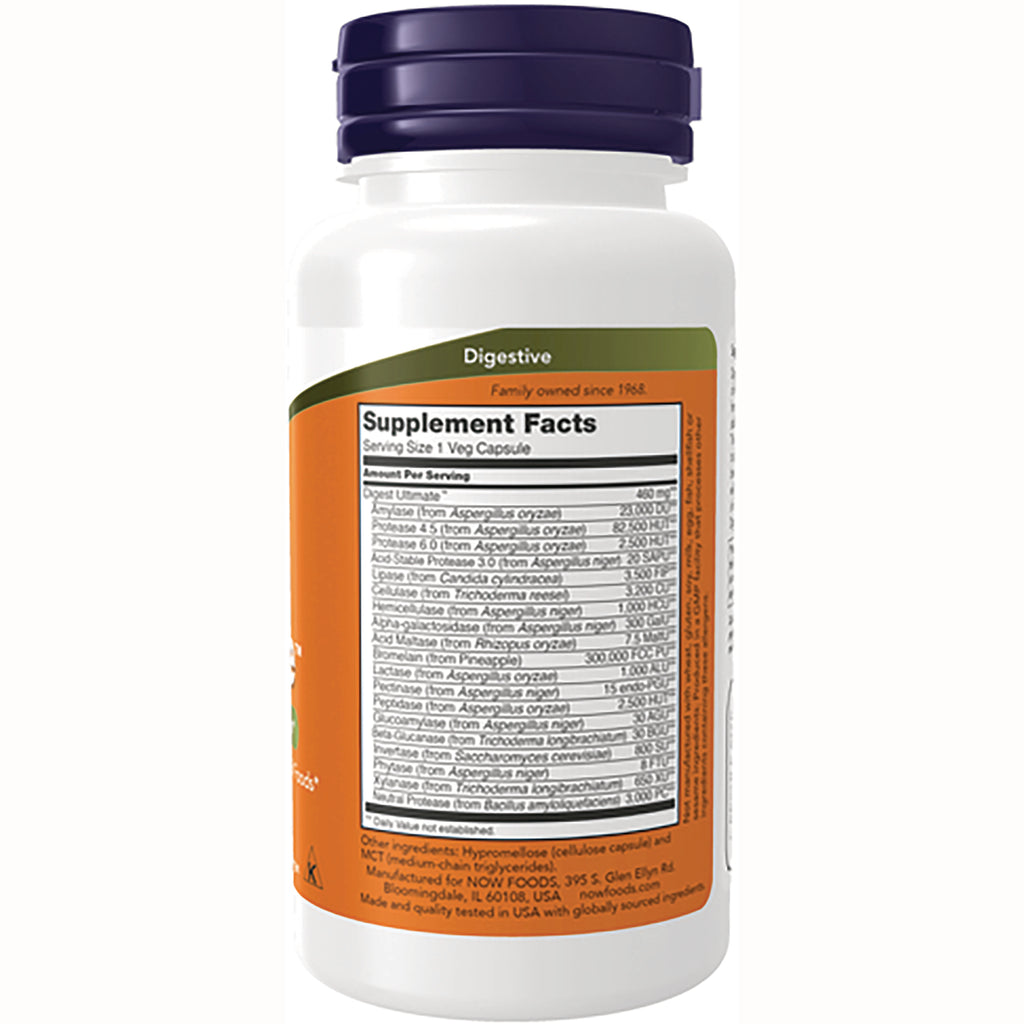 NWF1072 | Bottle back showing Supplement Facts label and ingredient panel for digestive supplement - Thumbnail