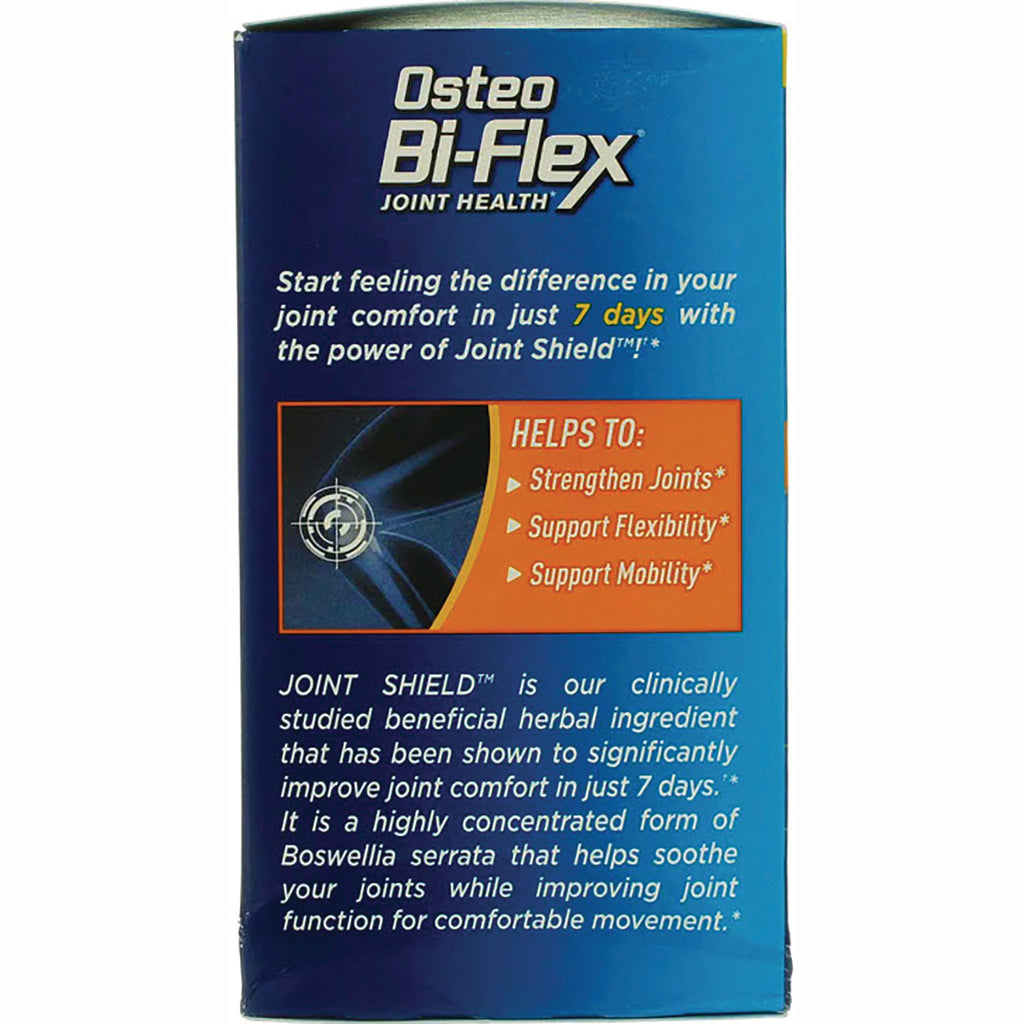 OBF007 | Osteo Bi-Flex product infographic panel listing helps to strengthen joints, support flexibility and support mobility - Thumbnail