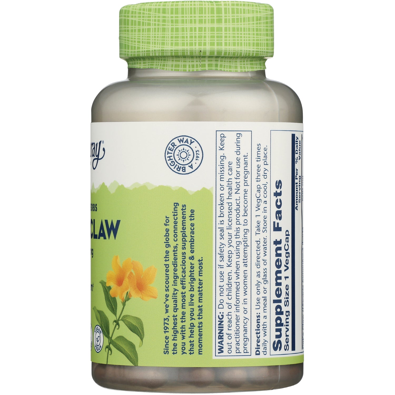 SLR338 | Back label showing Supplement Facts panel, warnings, and directions