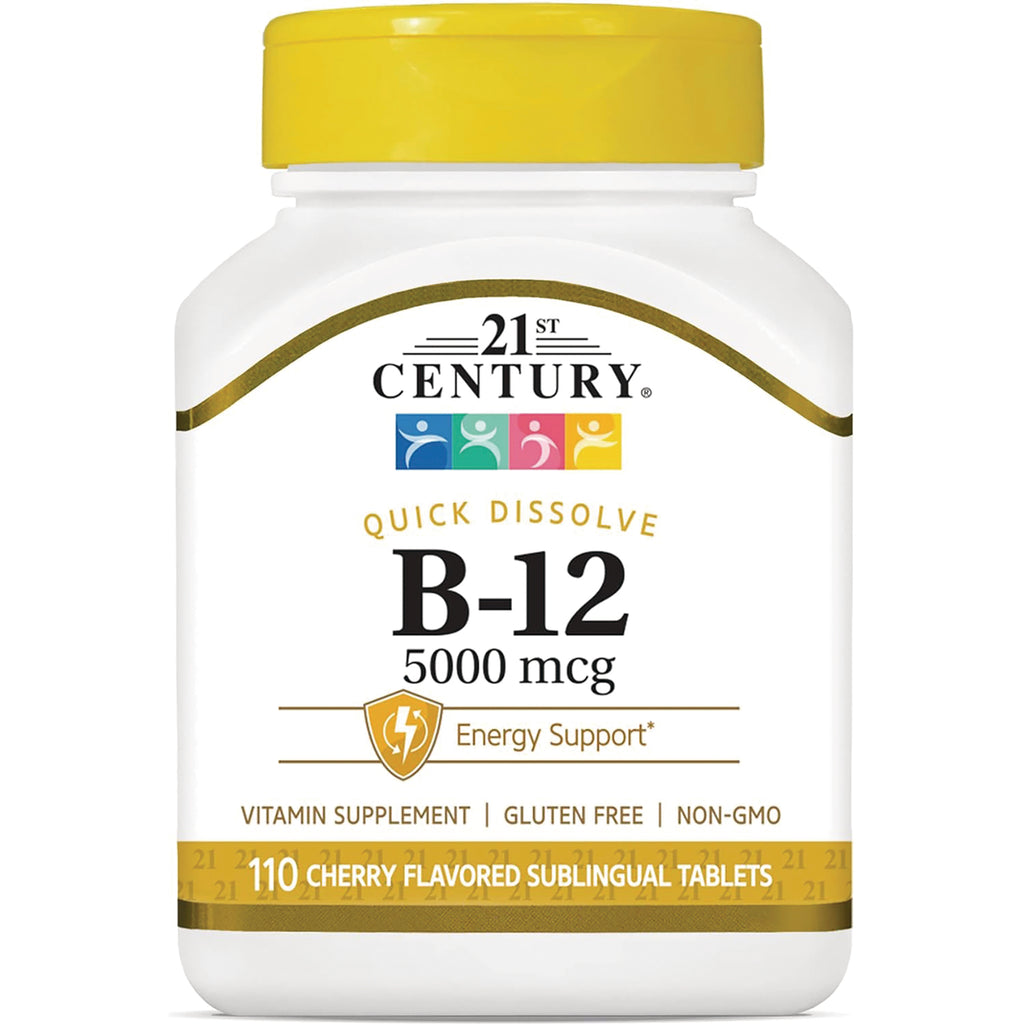 CNT166 | 21st Century B-12 quick dissolve 5000 mcg bottle, 110 cherry flavored sublingual tablets - Thumbnail
