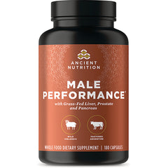 ATN100 | Ancient Nutrition Male Performance supplement bottle with orange label and 180 capsules