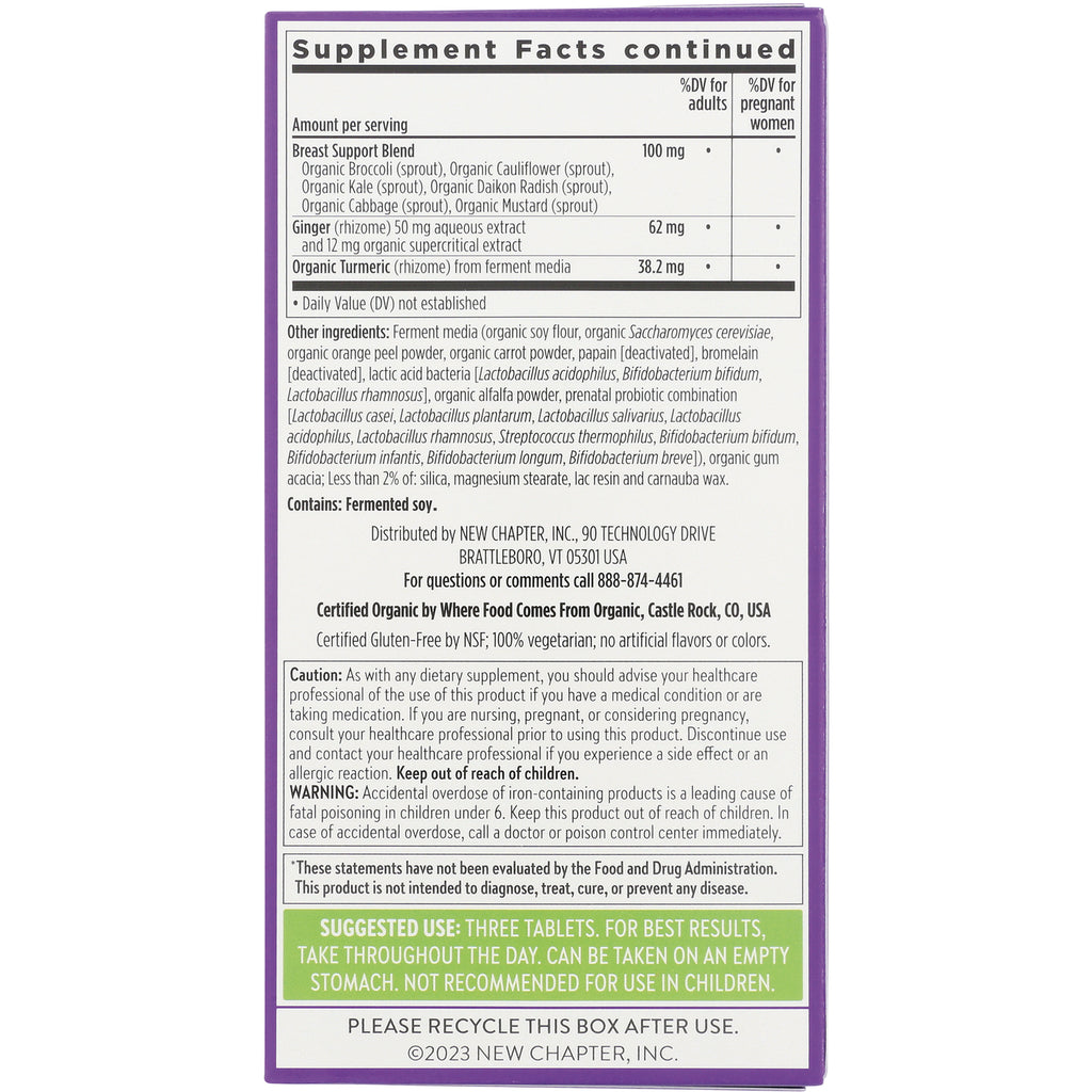 NWC148 | Back of supplement box showing Supplement Facts continued, ingredients, cautions and suggested use - Thumbnail