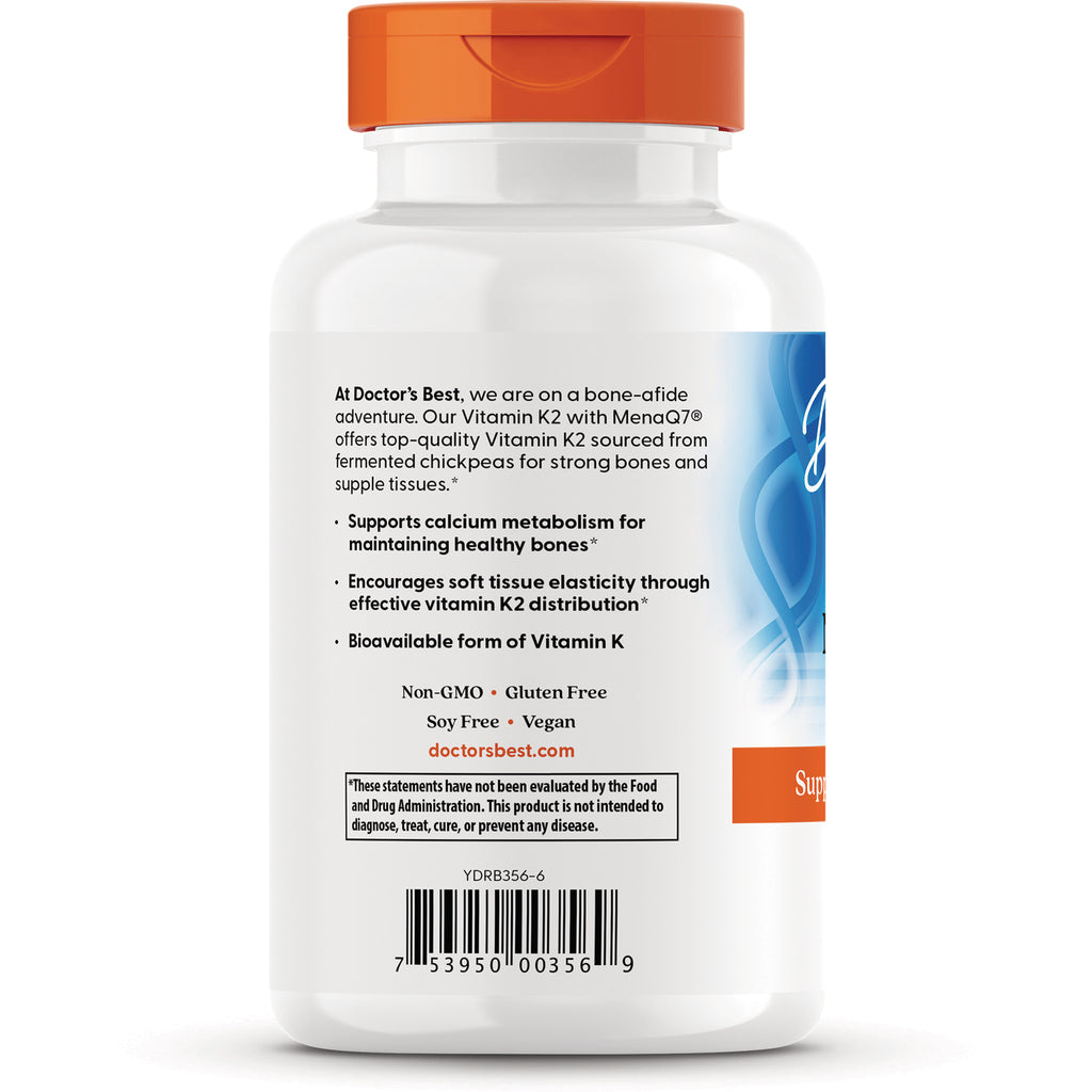 Back label of white supplement bottle showing product benefits, Non-GMO Gluten Free Soy Free Vegan callouts and barcode - Thumbnail
