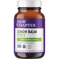 NWC288 | New Chapter Lemon Balm Force dietary supplement bottle, front label reading Pure & Potent Extracts, 30 capsules