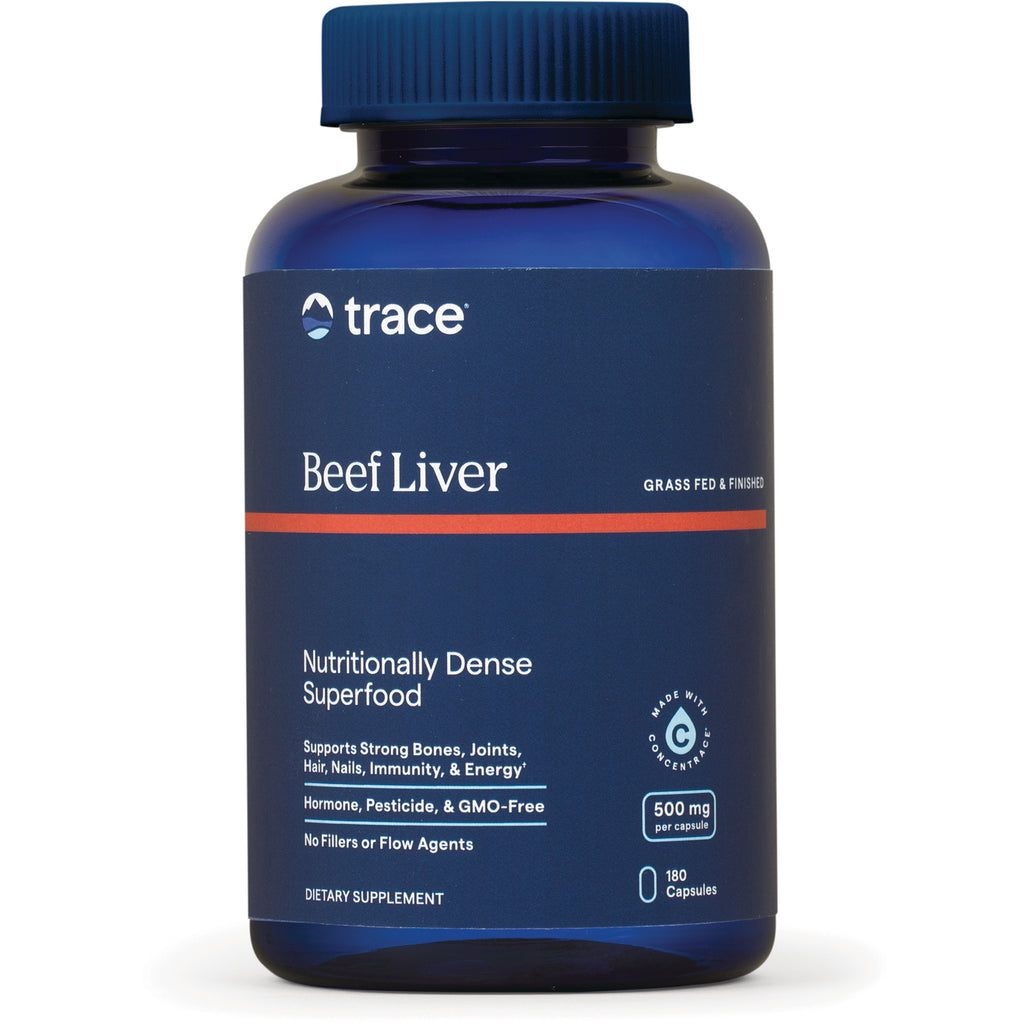 TM144 | Trace Beef Liver supplement bottle, 180 capsules, 500 mg per capsule - Thumbnail