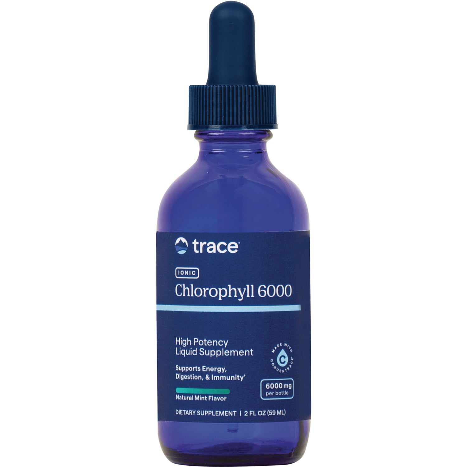 TM160 | Trace Chlorophyll 6000 liquid supplement dropper bottle, natural mint flavor, 2 fl oz