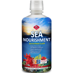 OL062 | Sea Nourishment liquid supplement bottle, Cran-Raspberry flavor, gluten free non-GMO front label