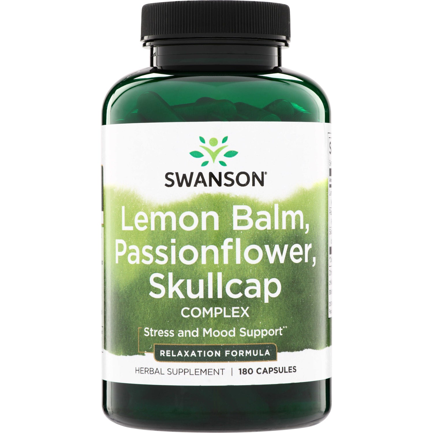SW1712 | Swanson Lemon Balm, Passionflower, Skullcap Complex, Relaxation Formula, 180 capsules, Stress and Mood Support