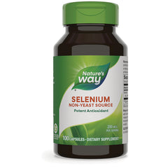 NW363 | Nature's Way Selenium non-yeast source dietary supplement bottle front showing label 100 capsules