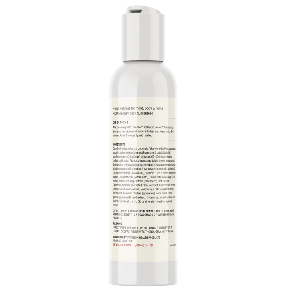 SWU883 | Back label with ingredients, directions, and warning for Swanson Icelandic Secret Volumizing Shampoo - Thumbnail