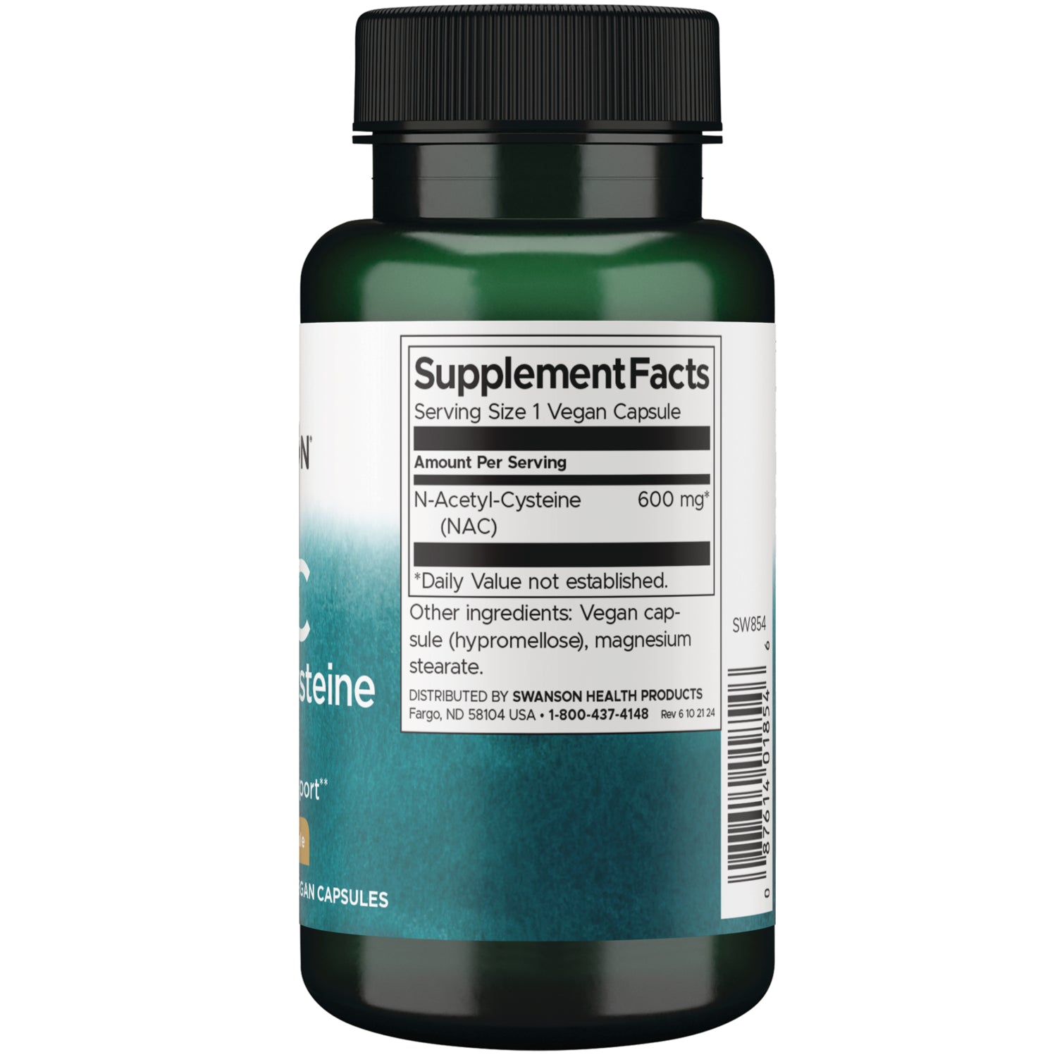 SW854 | Back label with supplement facts and serving information