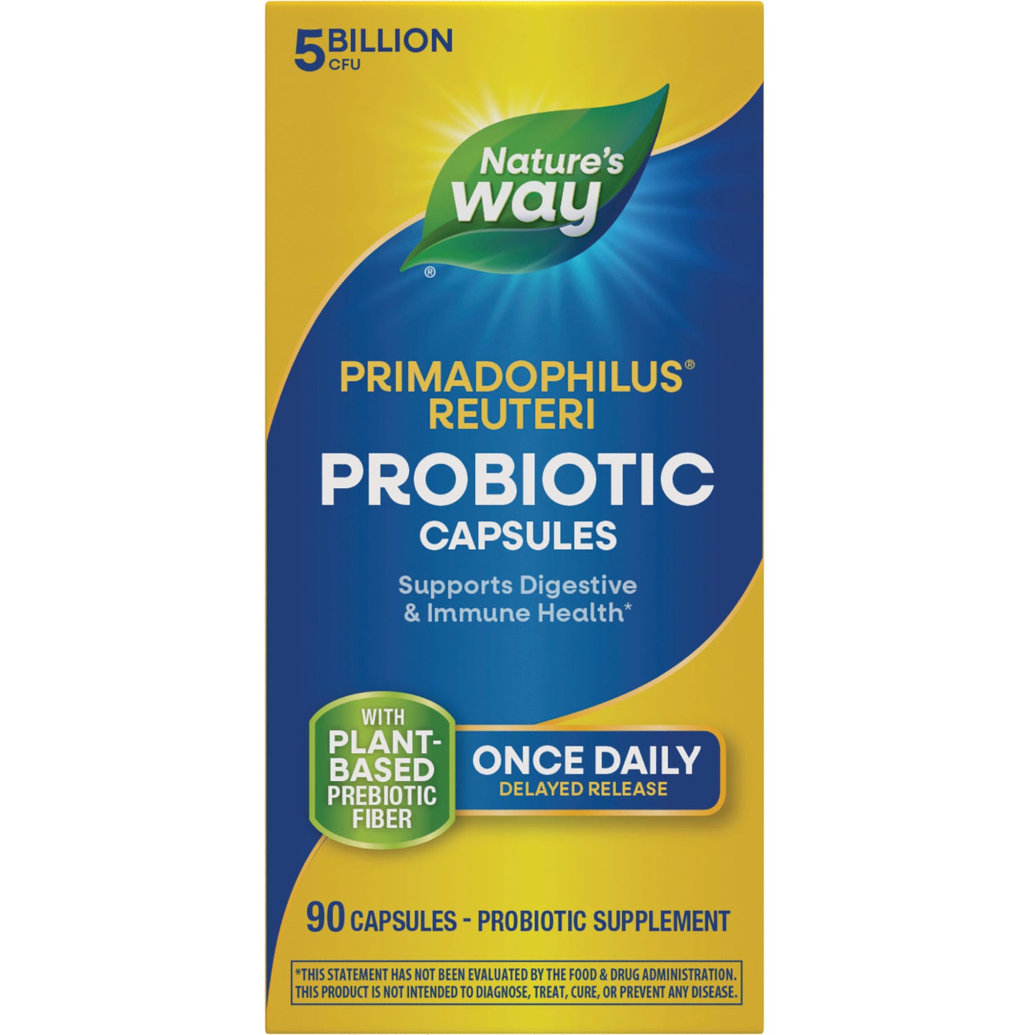 NW634 | Nature's Way Primadophilus Reuteri probiotic capsules front packaging, 90 capsules, once daily delayed release