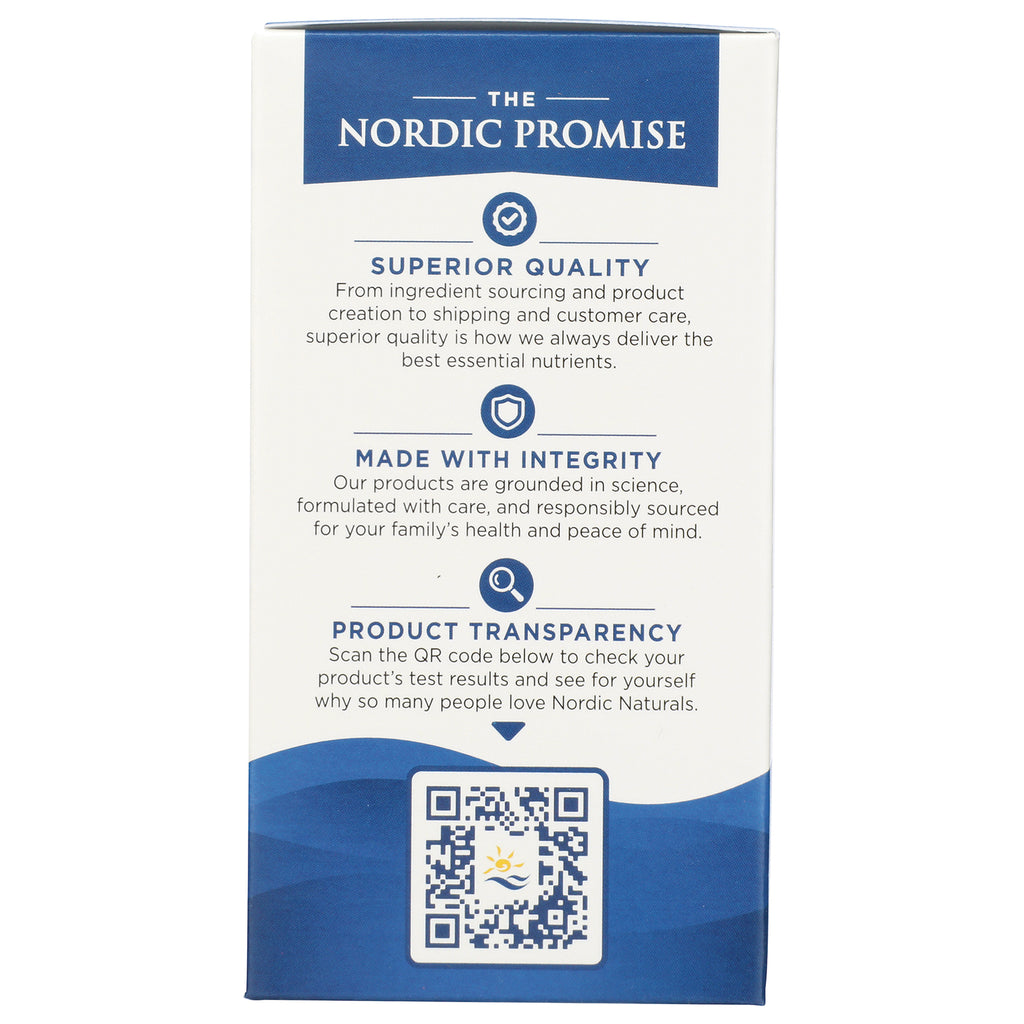 NRN105 | Product infographic panel titled THE NORDIC PROMISE with quality claims and QR code - Thumbnail