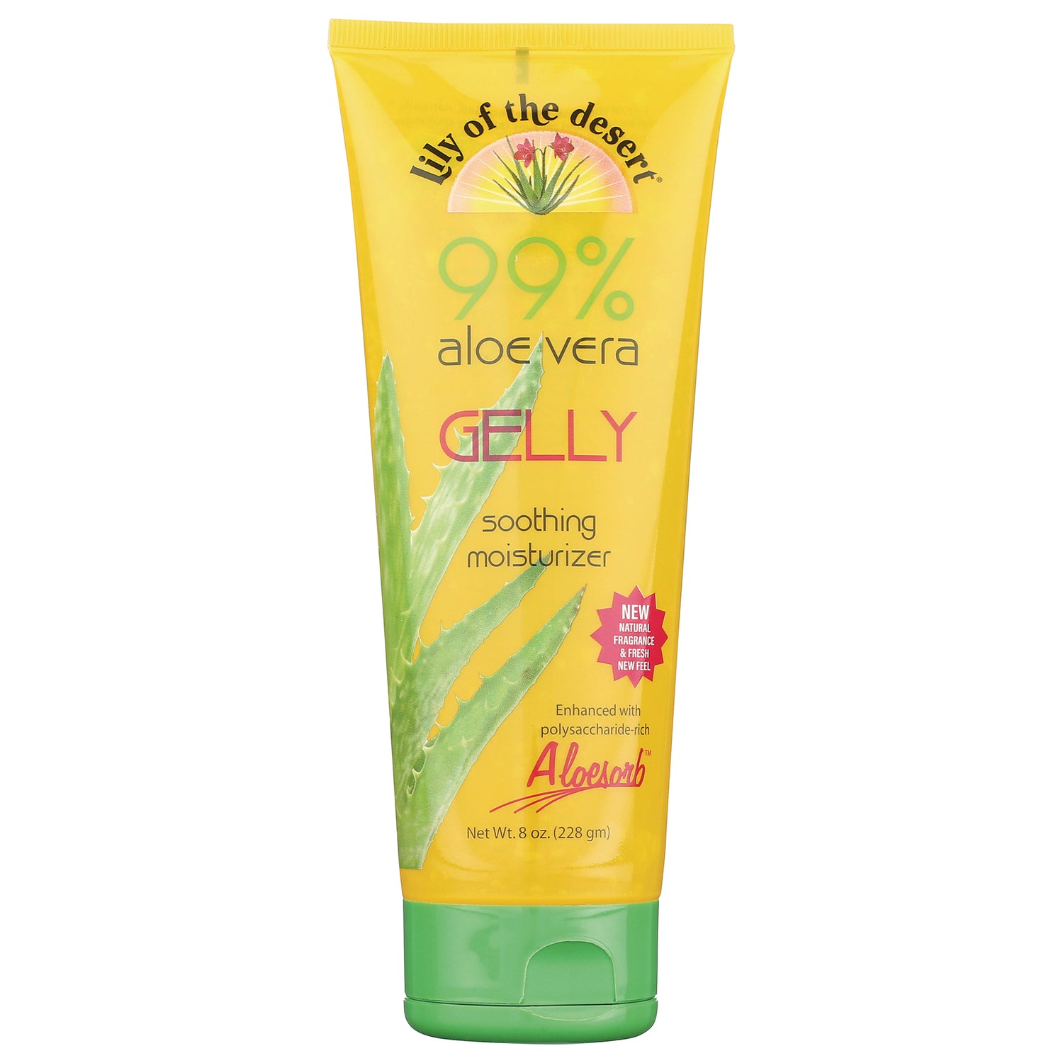 LIL040 | yellow tube of Lily of the Desert 99% aloe vera gelly soothing moisturizer with green cap