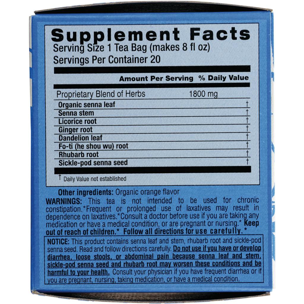 TLT004 | Back panel with Supplement Facts: Proprietary Blend of Herbs 1800 mg and senna warnings - Thumbnail