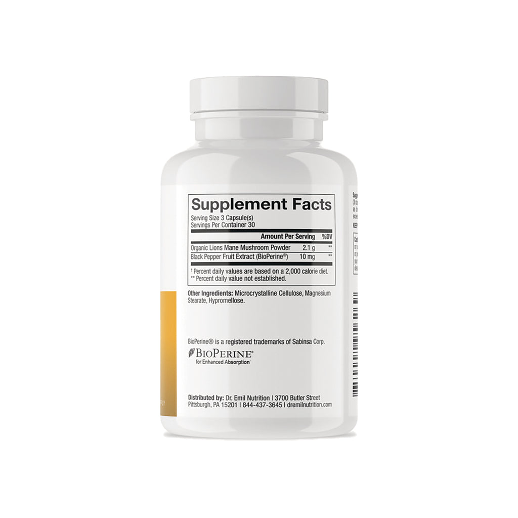 DRE003 | back label showing Supplement Facts panel and ingredient list on white supplement bottle - Thumbnail