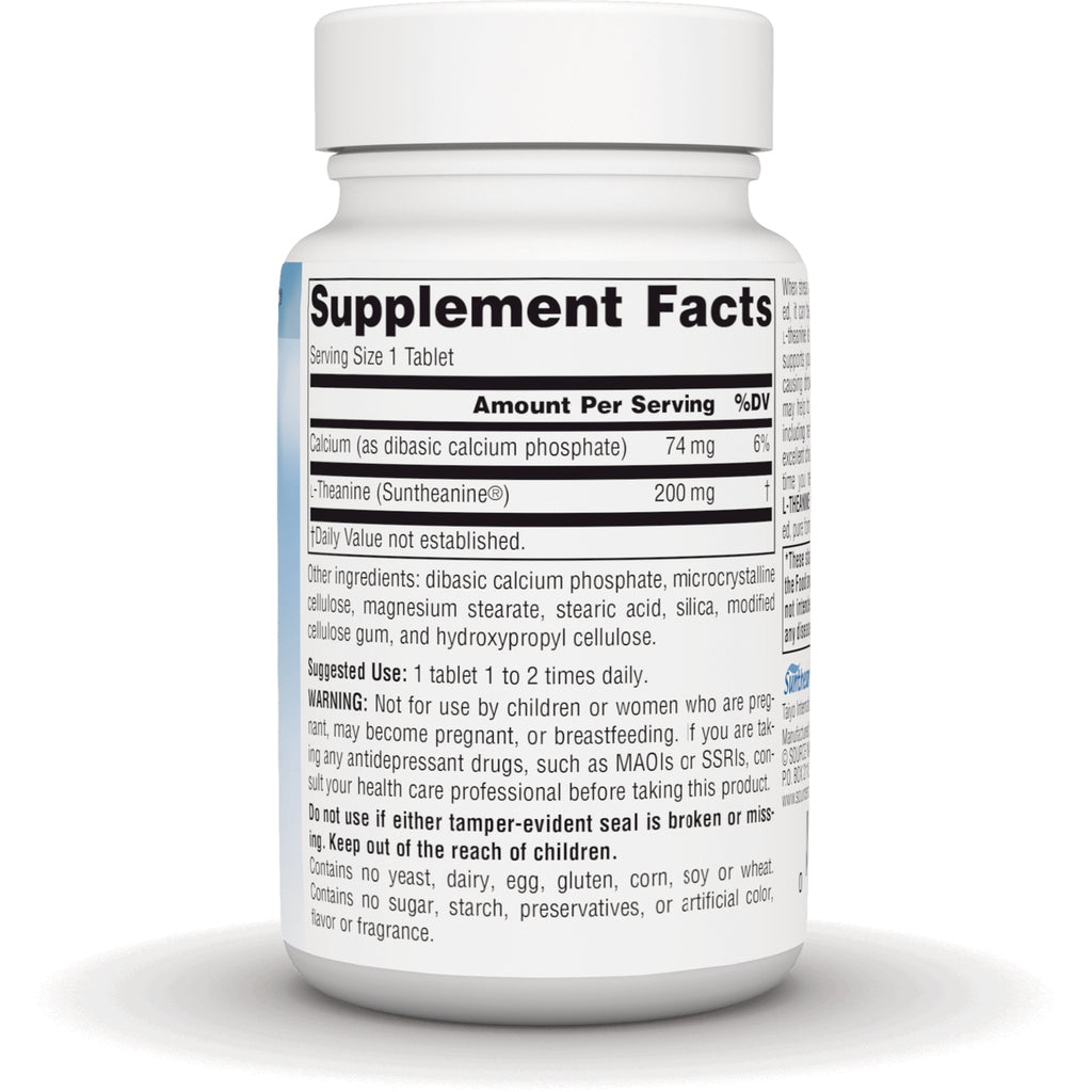 SN118 | Back label showing Supplement Facts panel with serving size, ingredient amounts and warning text on white bottle - Thumbnail