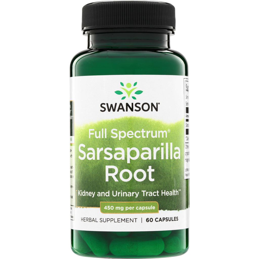 SW1404 | Swanson Full Spectrum Sarsaparilla Root, 450 mg per capsule, 60 capsules - Kidney and Urinary Tract Health - Thumbnail