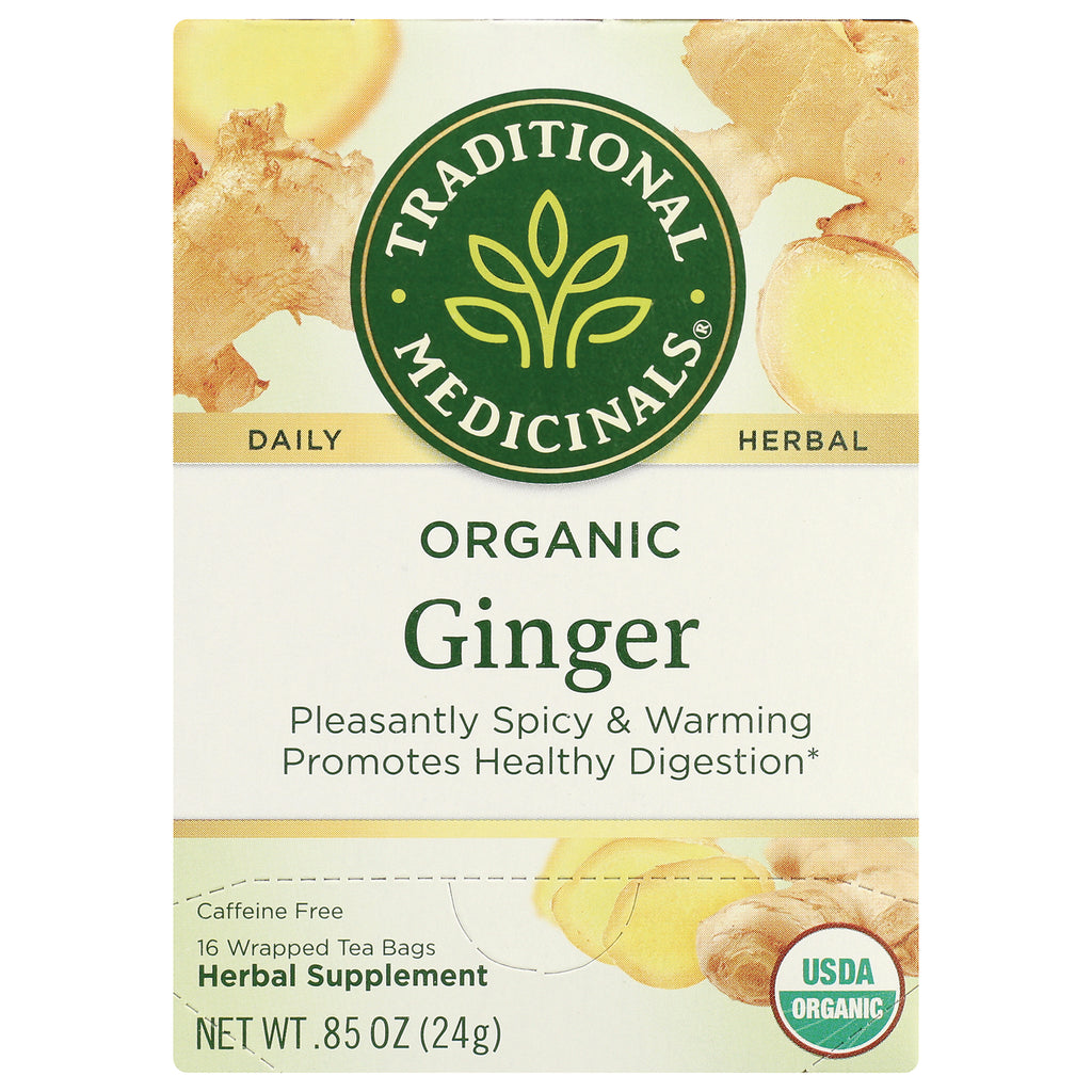 TMD018 | Traditional Medicinals Organic Ginger herbal tea, caffeine free, 16 wrapped tea bags, USDA Organic - Thumbnail