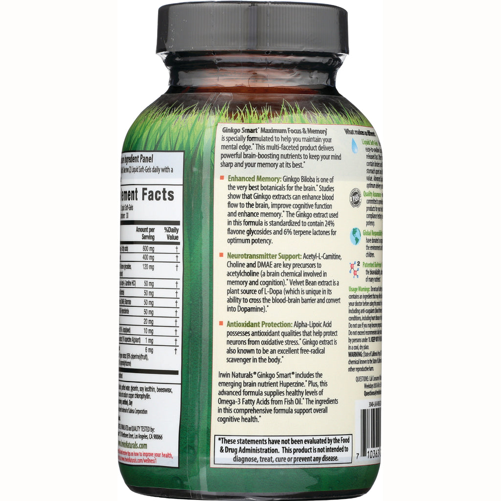 IR073 | back label of green supplement bottle showing supplement facts, ingredient details, and usage information - Thumbnail